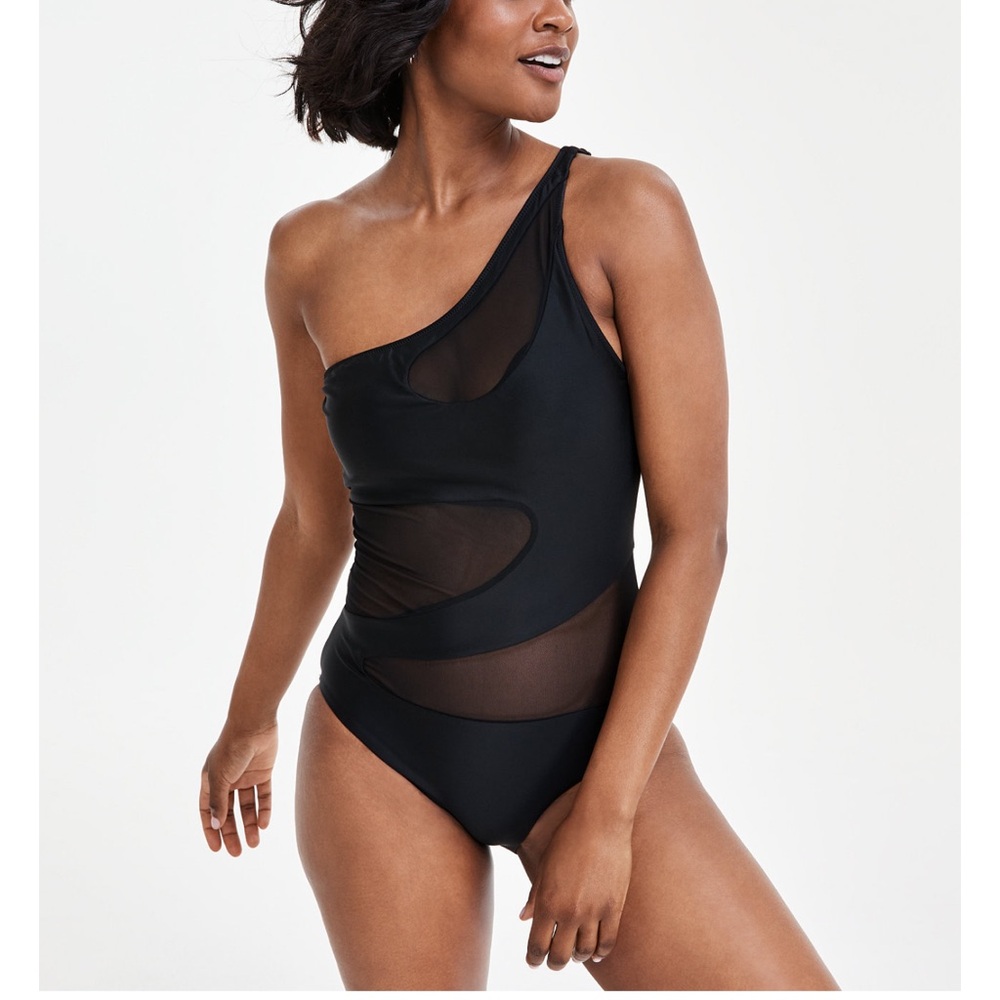 Bar III Women’s One Shoulder Mesh Cutout One Piece Swimsuit size XL
